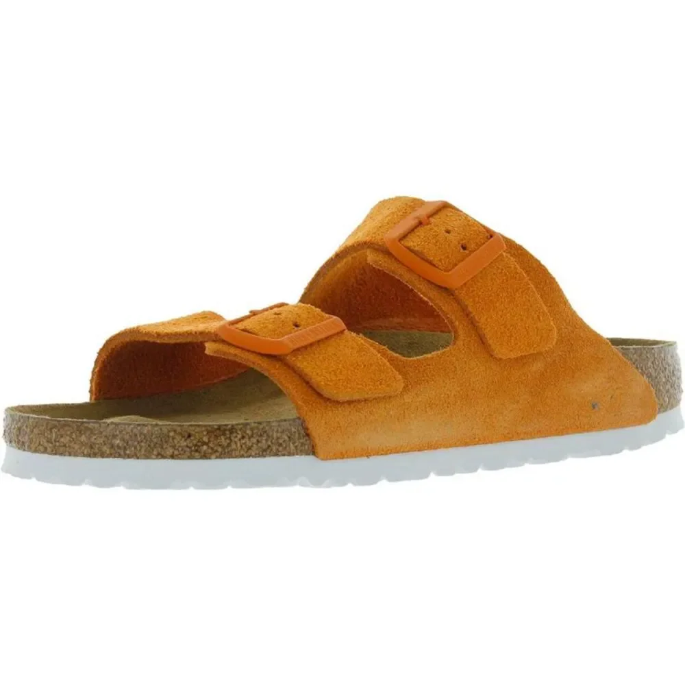 Birkenstock Womens Arizona Orange Leather Slip On Slide Sandals Shoes NWT